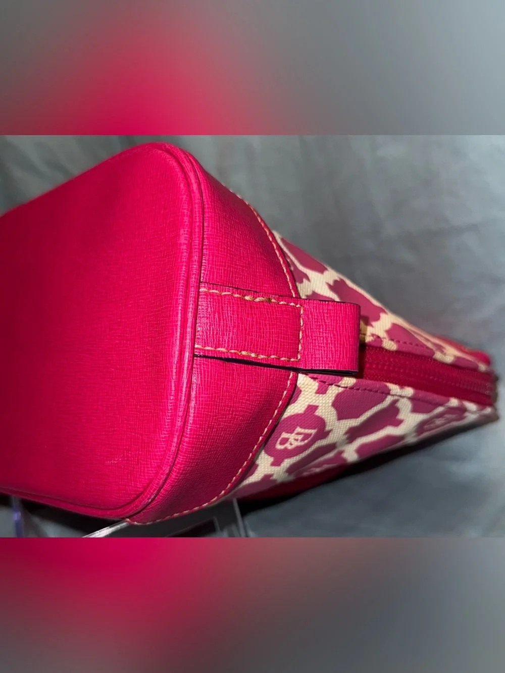 Dooney & Bourke Pink & Ivory Monogram Sanibel Dome Satchel